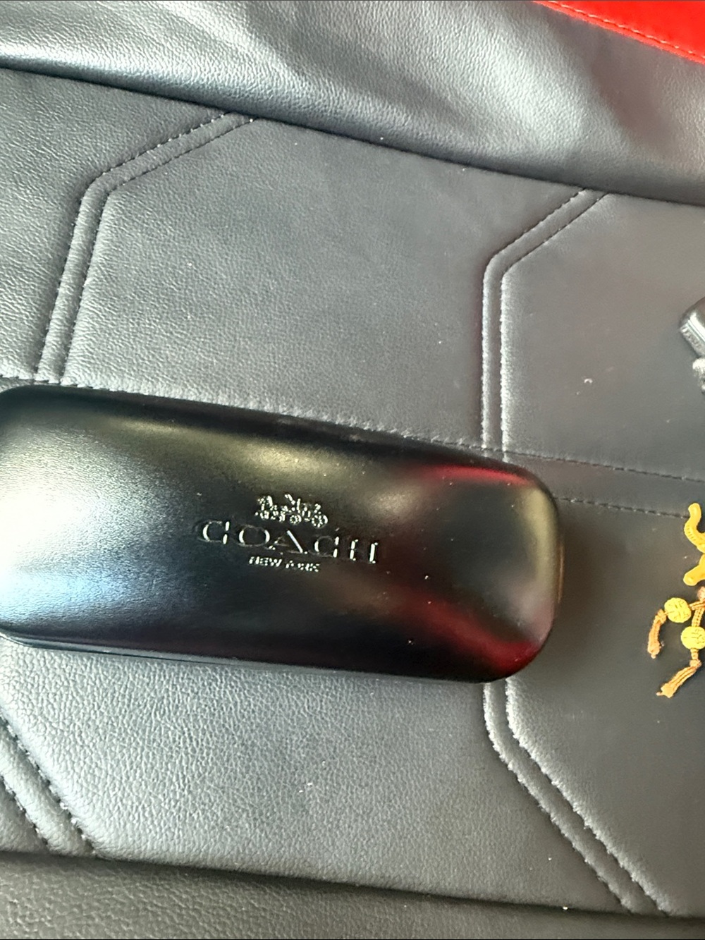 Coach Black Leather Eyewear Case with Silver Logo